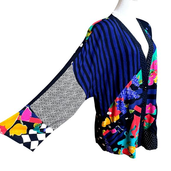 Carol Little Patchwork Vintage Jacket Size 4 Oversize 100% Rayon Long Sleeves - Picture 5 of 10